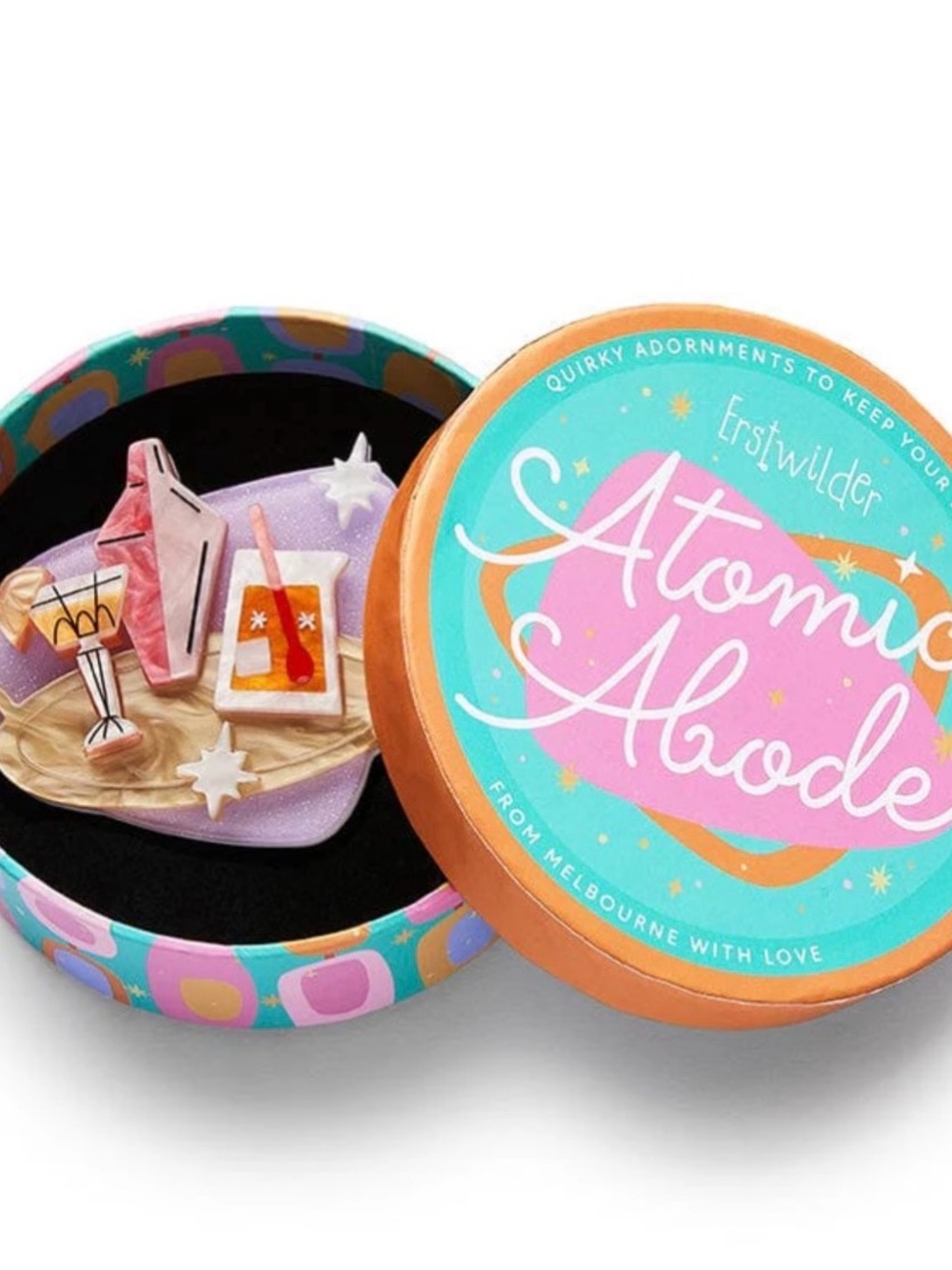 NWT Erstwilder Atomic Abode Shaken or Stirred Brooch